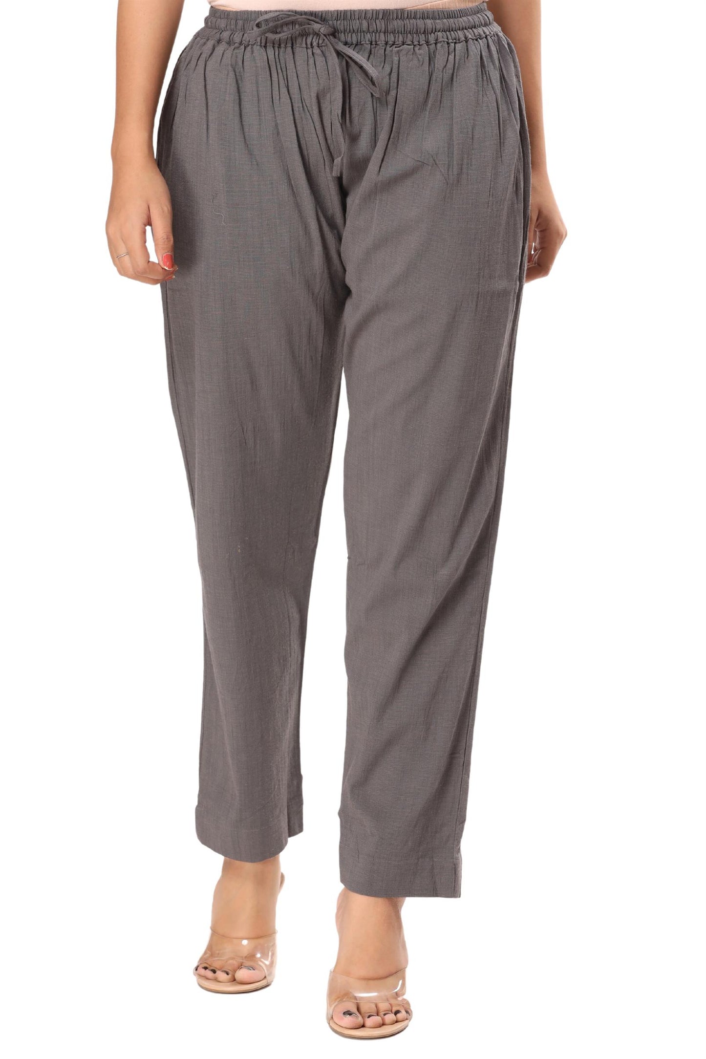 2-way stretch Grey Cotton Lycra Pants
