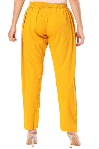 2-way stretch Mustard Cotton Lycra Pants