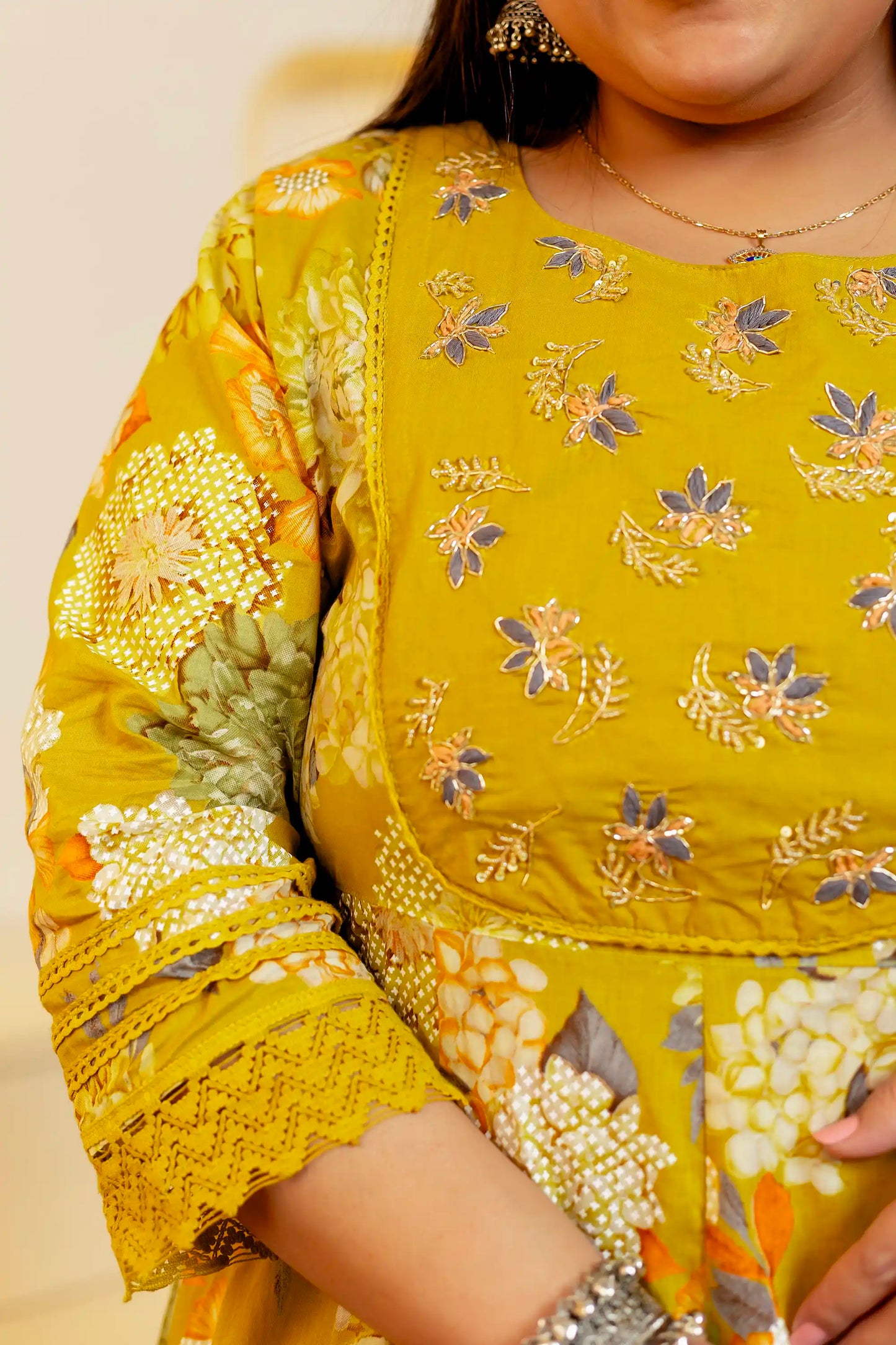 Zoya Mustard Plus Size Anarkali Suit Set