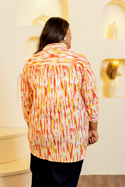 Orange Shibori Print Shirt