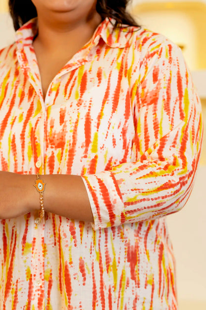 Orange Shibori Print Shirt