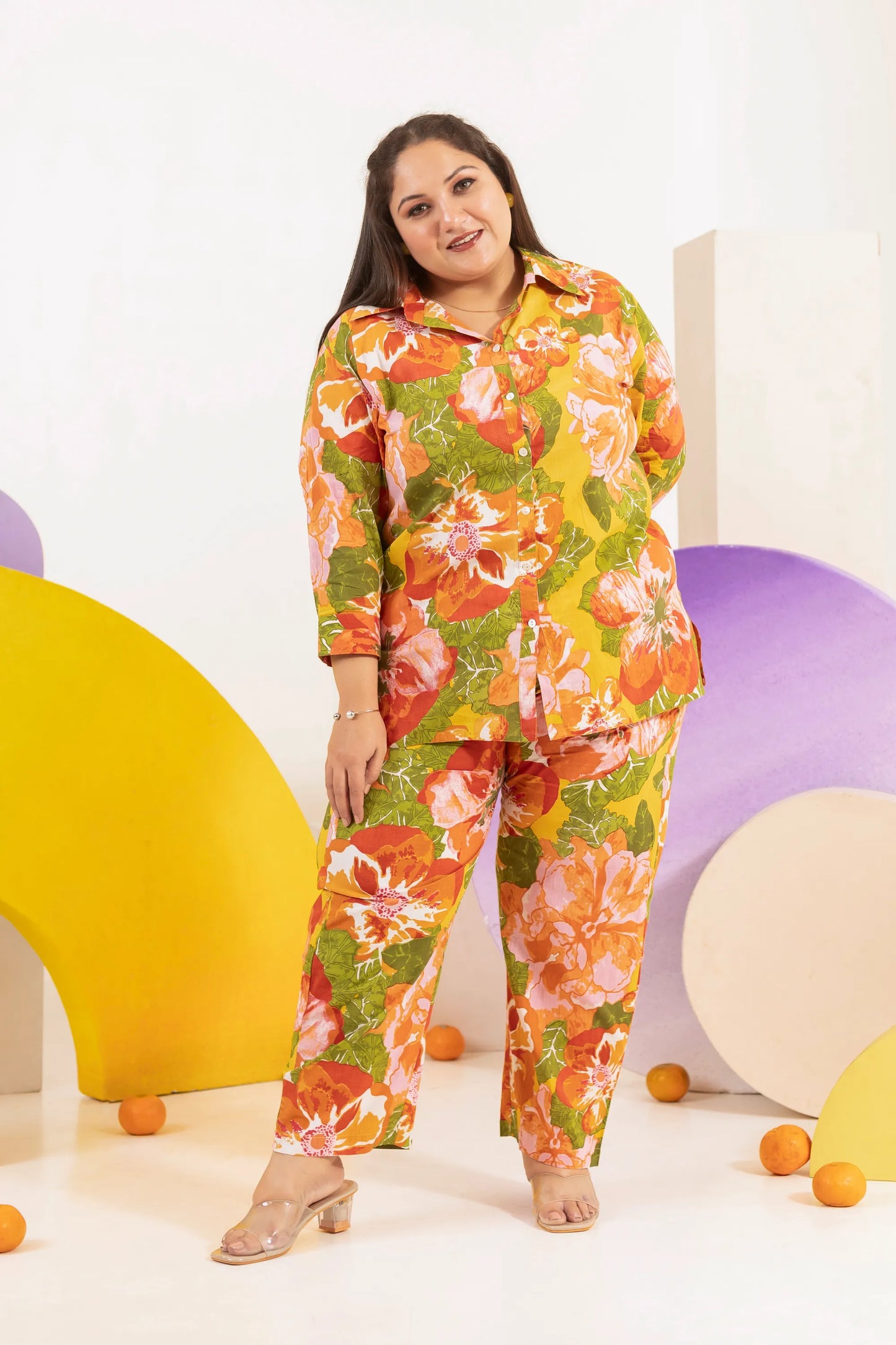 Citrus Craze Plus Size Cotton Co-ord Set