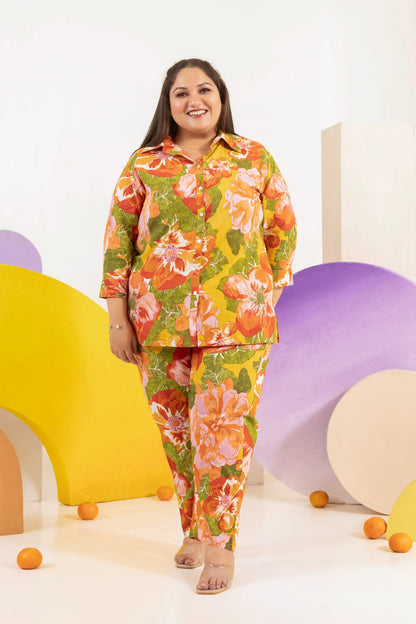 Citrus Craze Plus Size Cotton Co-ord Set