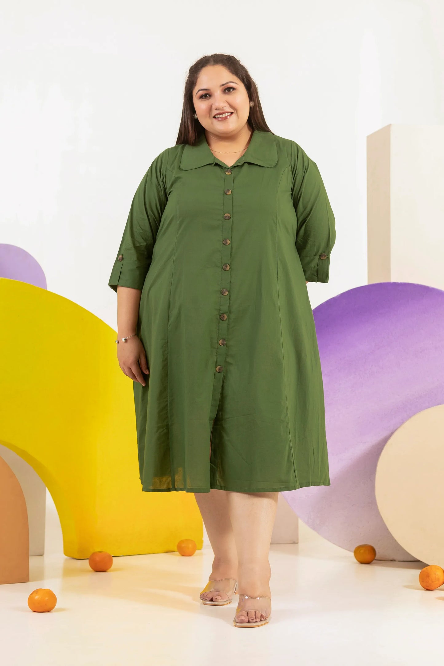 Olivia Plus Size Cotton Dress with Belt