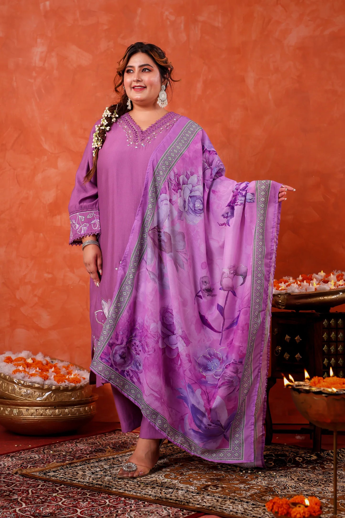 Aarohi Purple Plus Size Suit