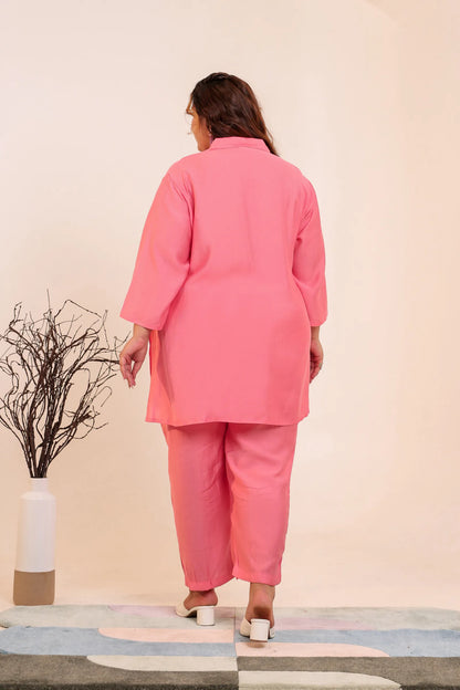 Pink Leafy Chic Plus Size Co-ord