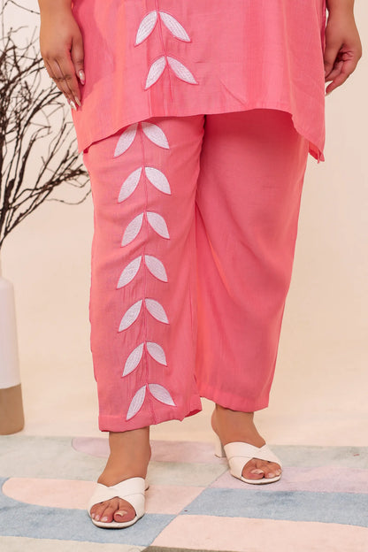 Pink Leafy Chic Plus Size Co-ord