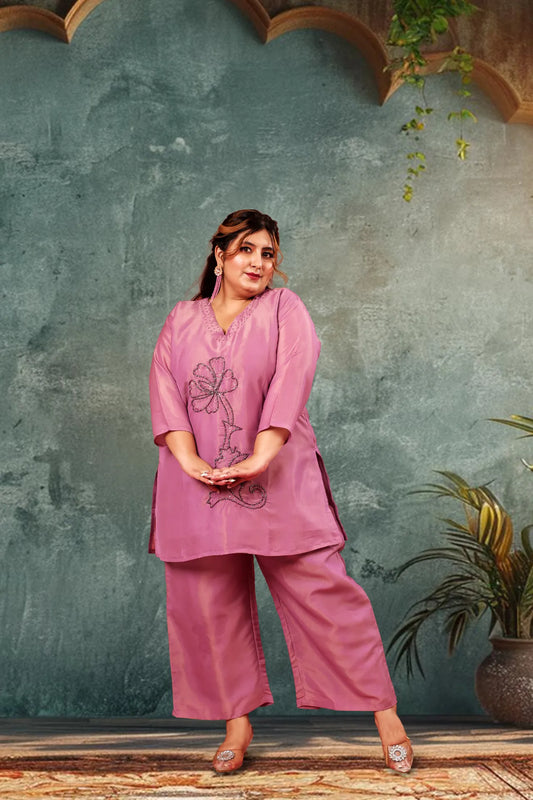 Preet Purple Shimmer Plus Size Co-ord Set