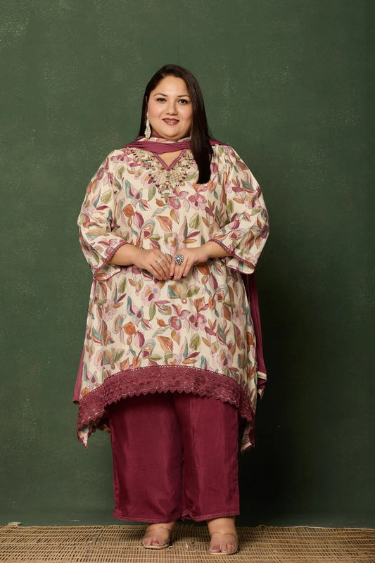 Seher V-neck Plus Size Suit Set