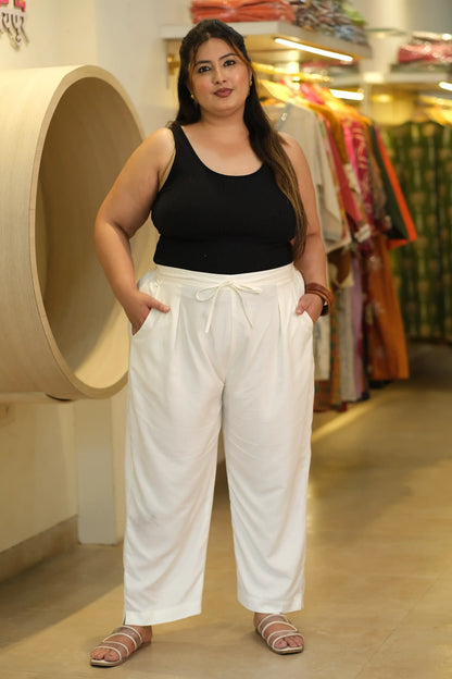 White Plus Size Cotton Pants