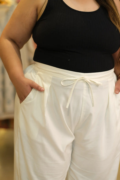 White Plus Size Cotton Pants