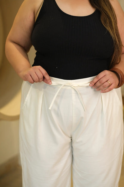White Plus Size Cotton Pants