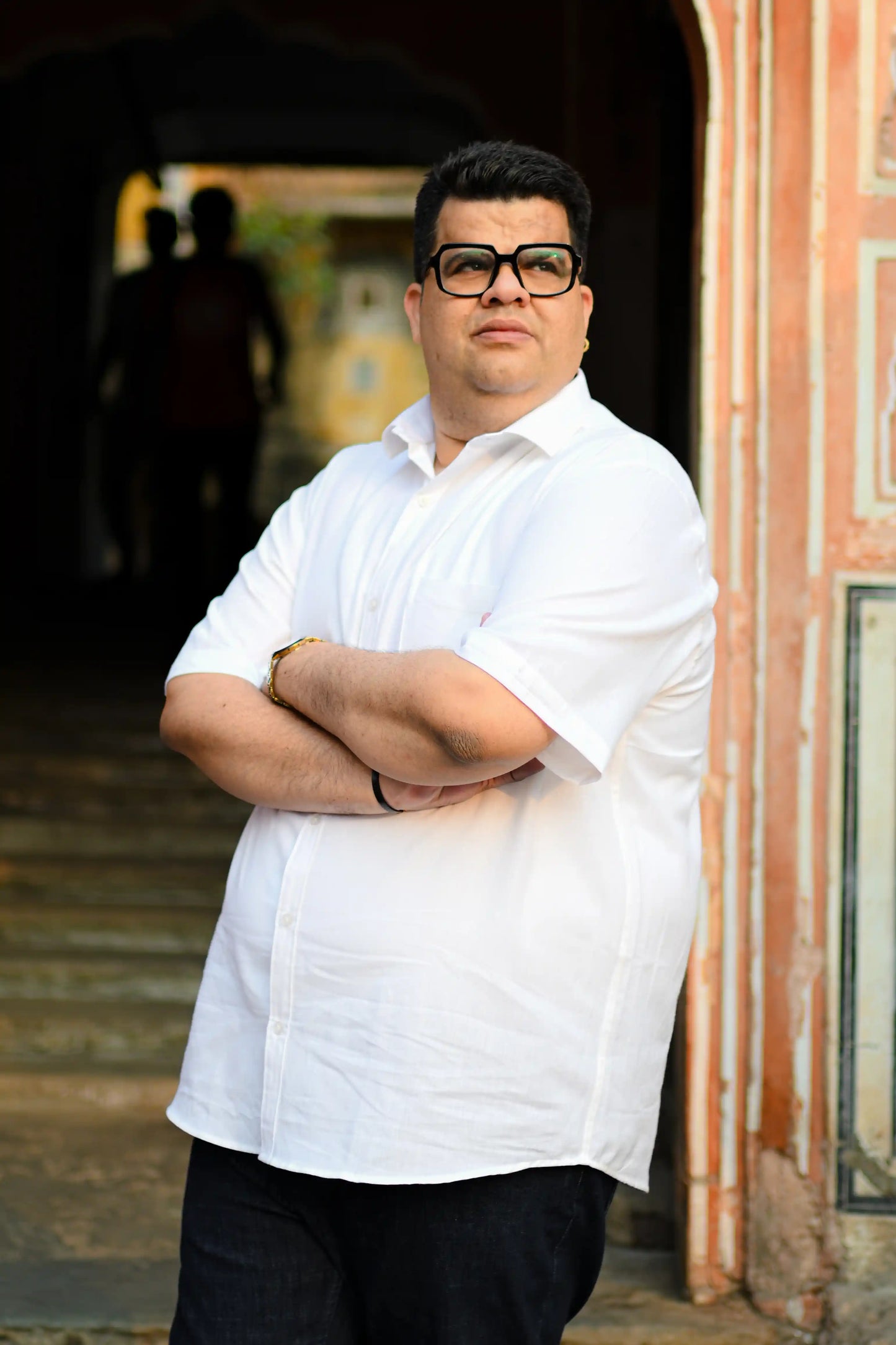 Solid White Men's Plus Size Cotton Shirt