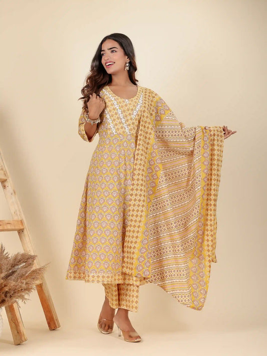 Yellow Anarkali Suit Set