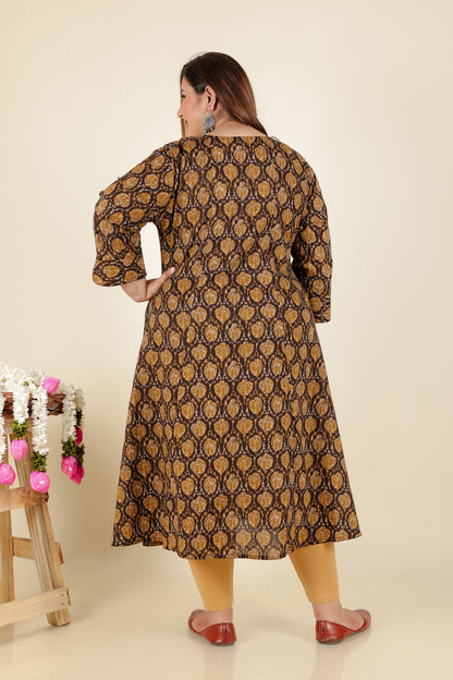 Brown Plus Size Cotton Kurti