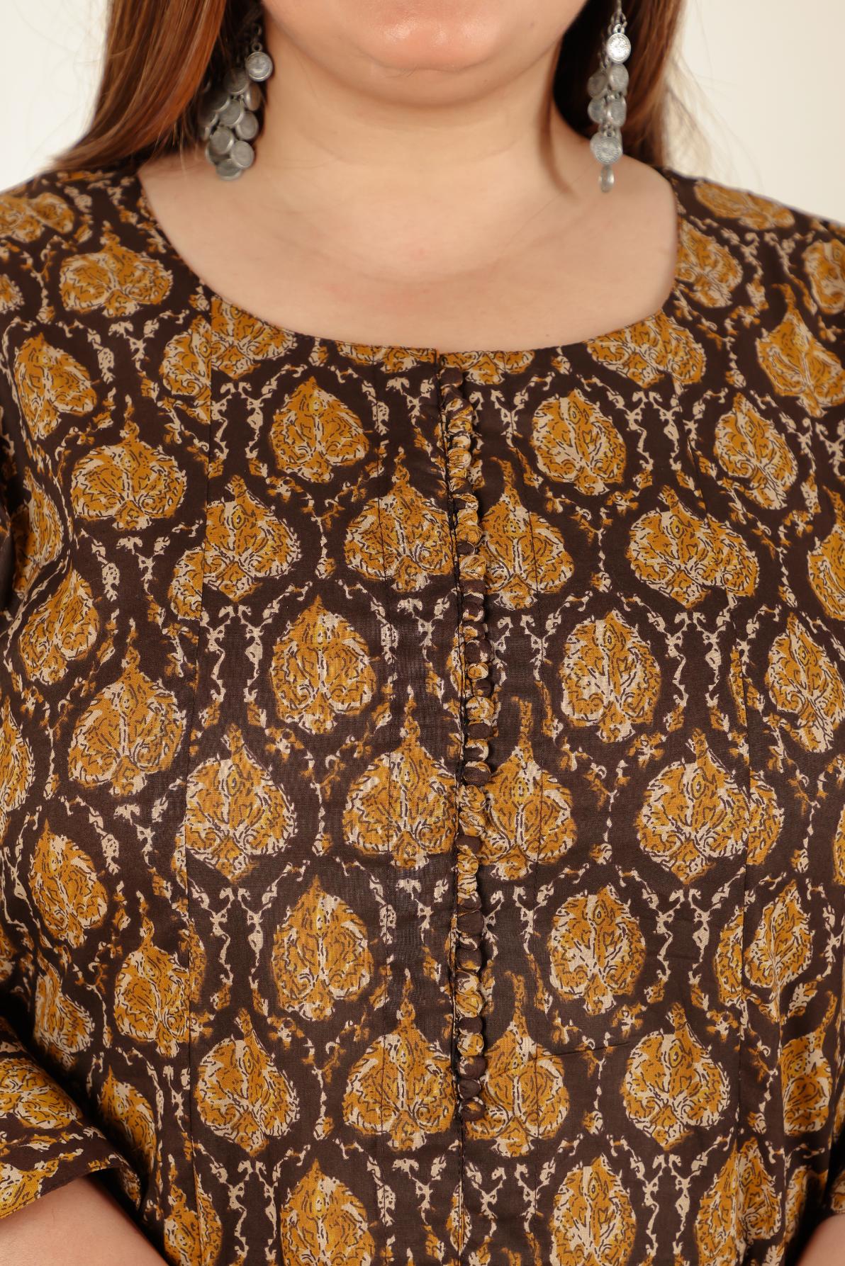 Brown Plus Size Cotton Kurti