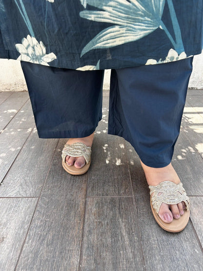 Aashi Blue Floral Plus Size Cotton Suit Set