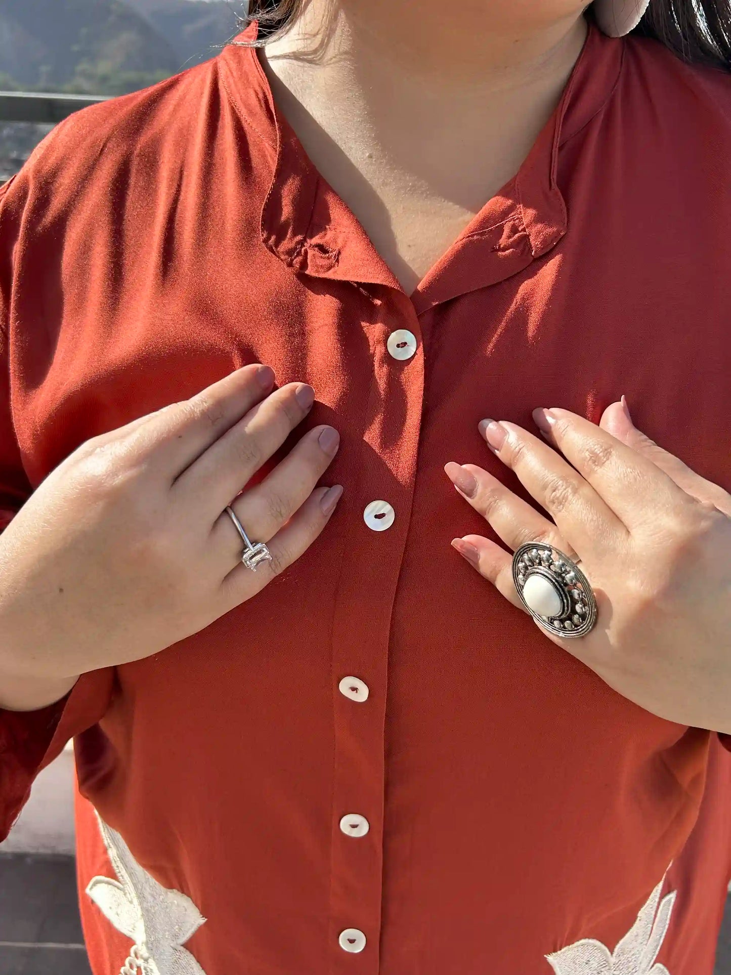 Rust Floral Embroidery Co-ord