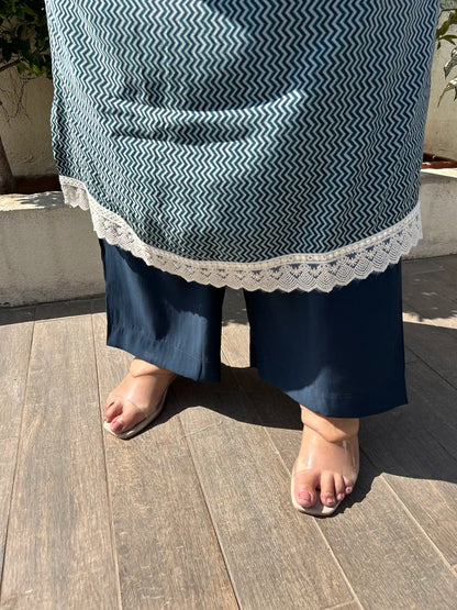 Fiza -Blue Plus Size Kurta Pant Set