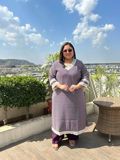 Fiza -Purple Plus Size Kurta Pant Set