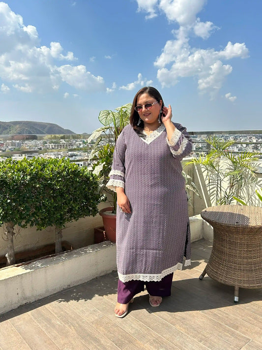 Fiza -Purple Plus Size Kurta Pant Set