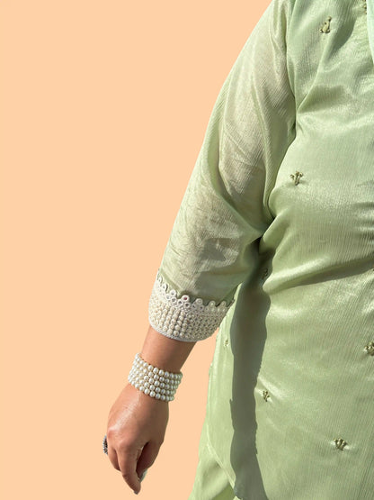 Nazneen- Green Lace Plus Size Skirt Set