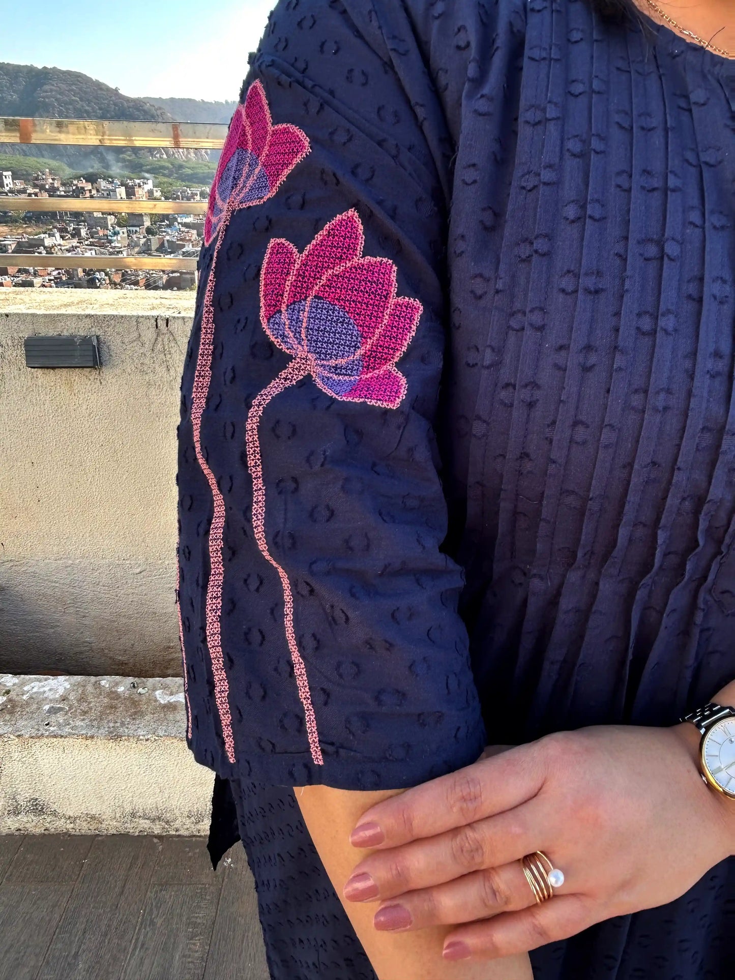 Shaam Blue Floral Kurta Pant Set