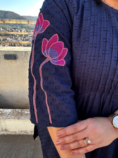 Shaam Blue Floral Kurta Pant Set