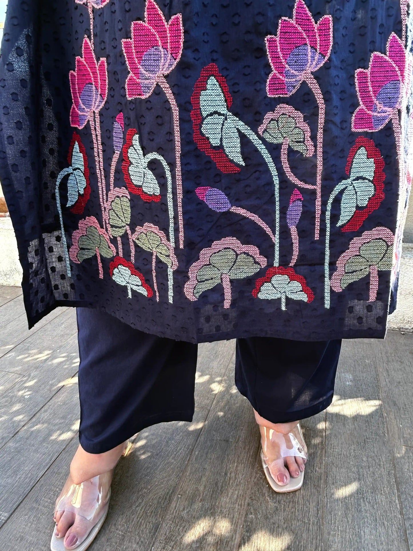 Shaam Blue Floral Kurta Pant Set