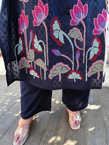 Shaam Blue Floral Kurta Pant Set