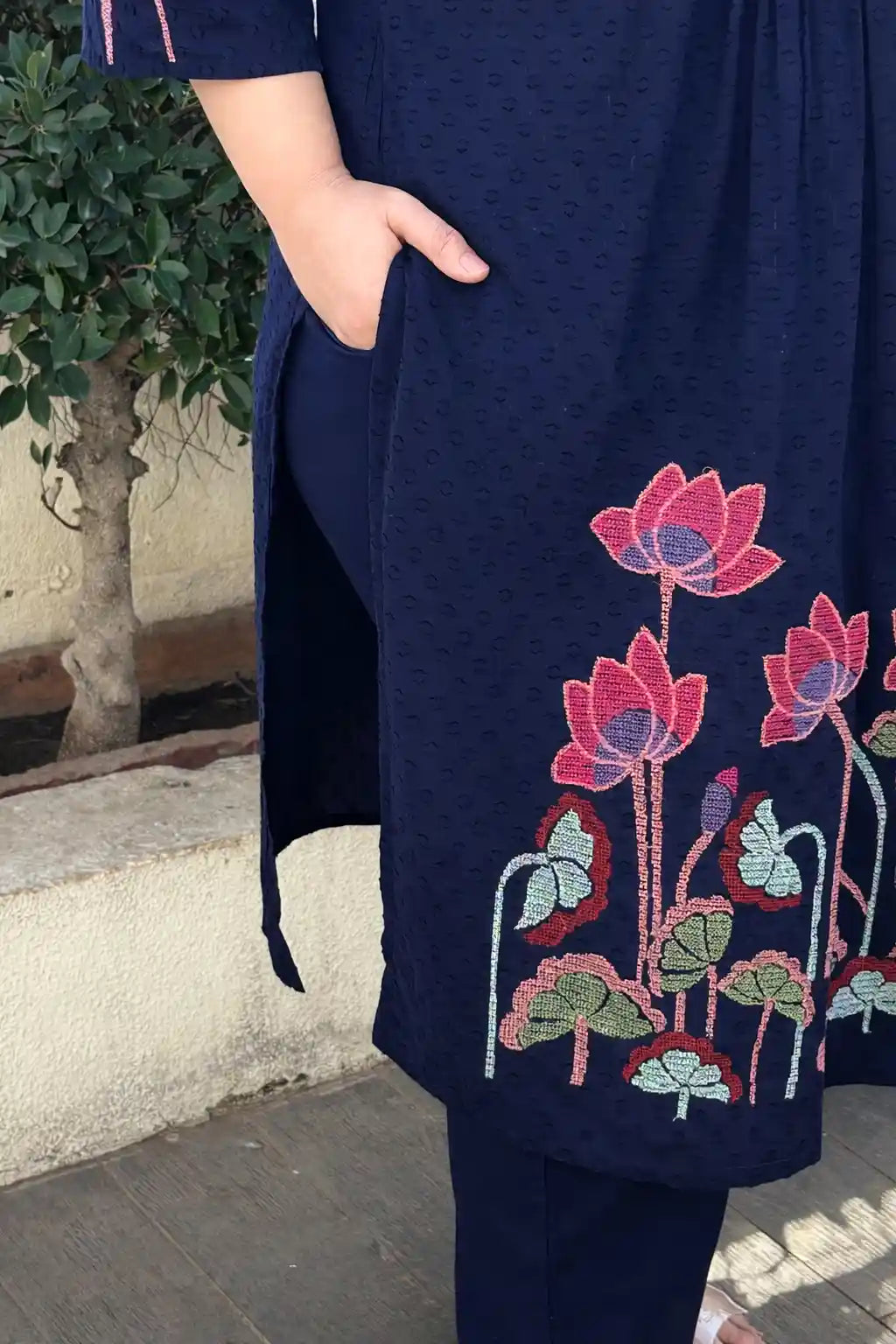 Shaam Blue Floral Kurta Pant Set