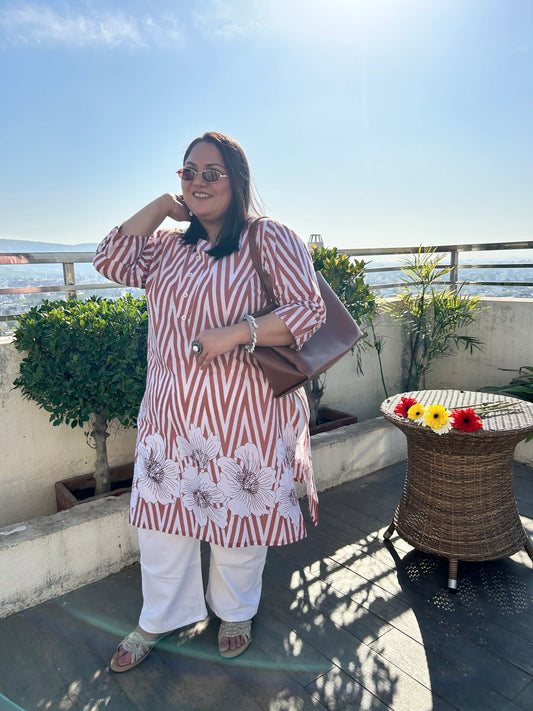 Saira Plus Size Floral Cotton Kurti