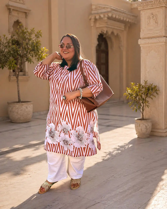 Saira Plus Size Floral Cotton Kurti