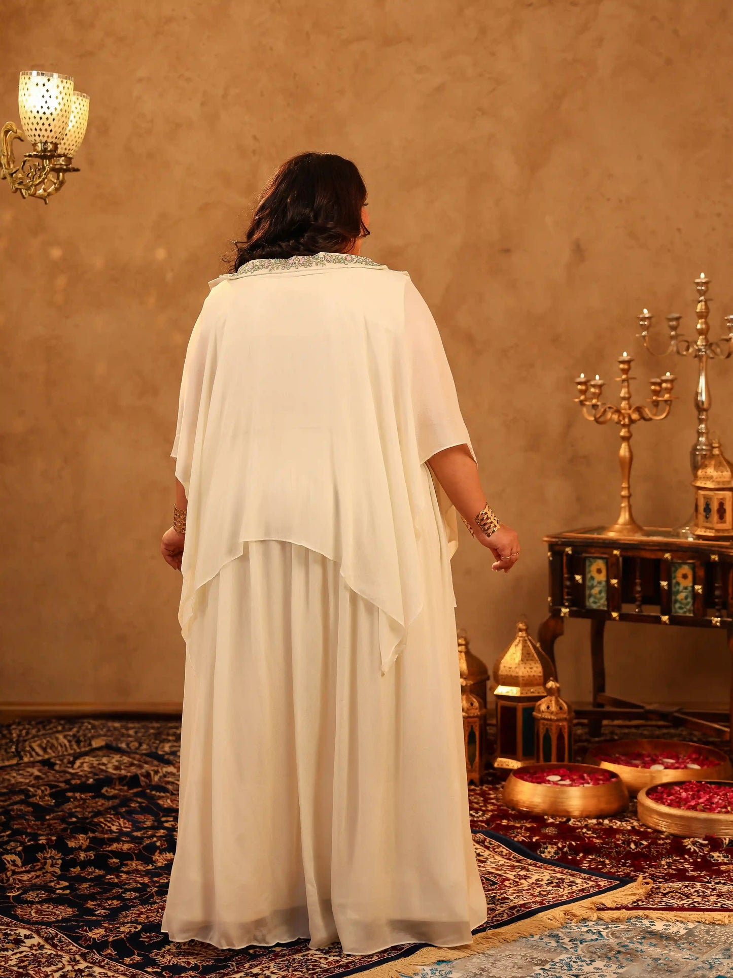 Sayesha Off-white Plus Size Shrug Set with Skirt