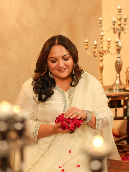 Tara Off- White Plus Size Sharara Set