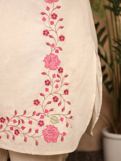 Pooja- Pink Floral Detailing Plus Size Co-ord