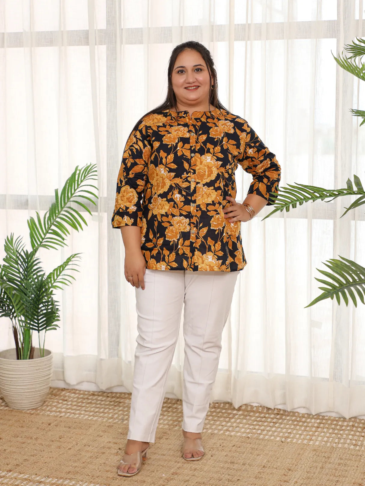 Ayesha- Autumn Leaf Plus Size Short Kurti