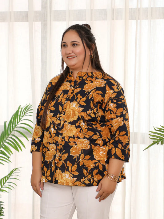 Ayesha- Autumn Leaf Plus Size Short Kurti