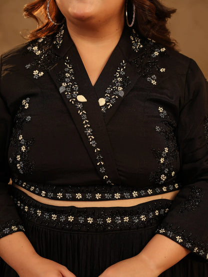 Rooh Black Plus Size Skirt Set