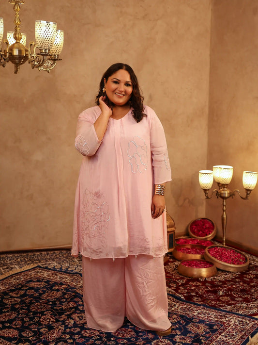Maahi Pink Sequin Plus Size Co-ord Set