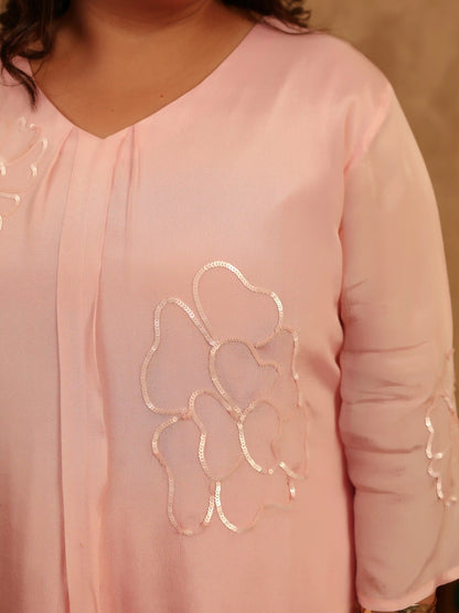Maahi Pink Sequin Plus Size Co-ord Set