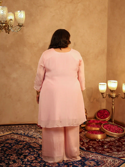 Maahi Pink Sequin Plus Size Co-ord Set