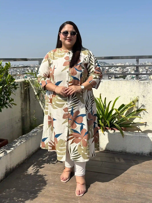 Kavya Plus Size Floral Cotton Kurti