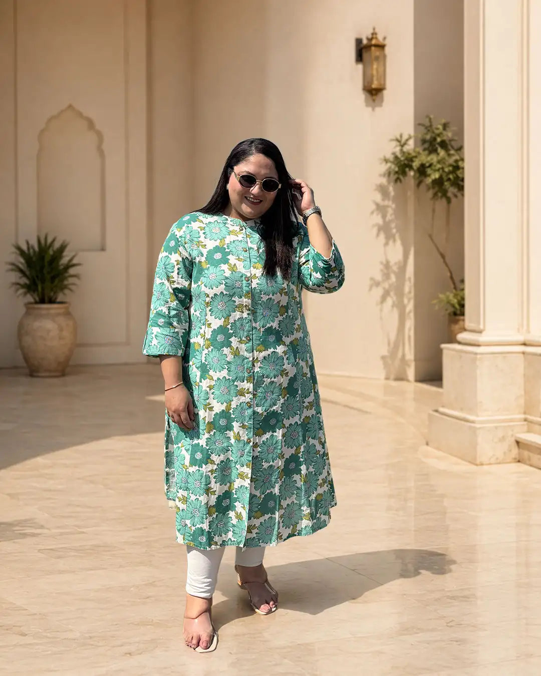 Rhea Plus Size Floral Cotton Kurti