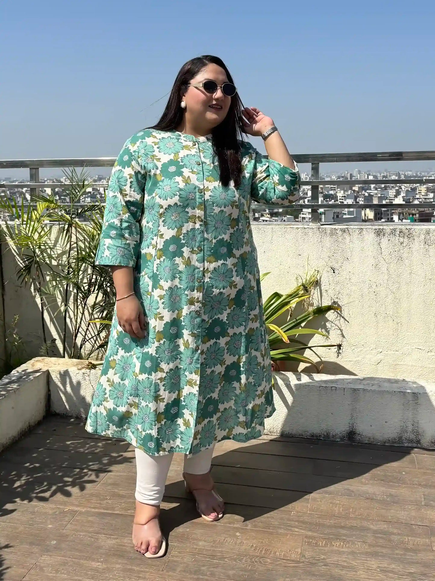 Rhea Plus Size Floral Cotton Kurti
