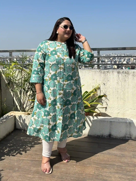 Rhea Plus Size Floral Cotton Kurti