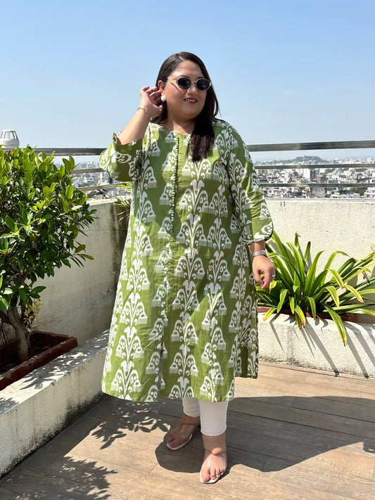 Anvi Plus Size Ikkat Kurti