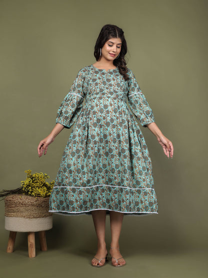 Fresh Green Plus Size Maternity Dress LaaliJaipur Fresh Green Plus Size Maternity Dress LaaliJaipur