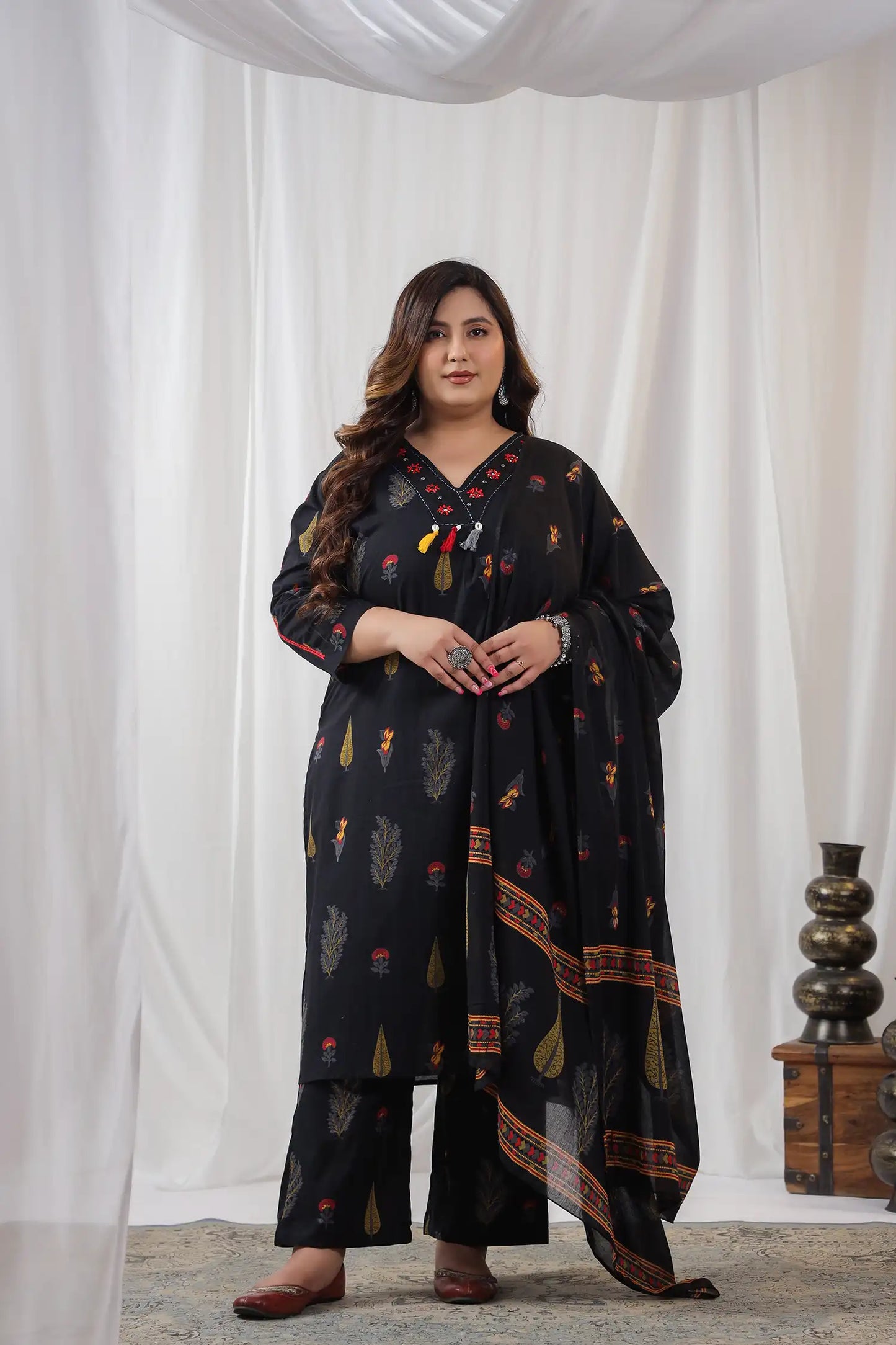 Mehar Black Tassel Plus Suit