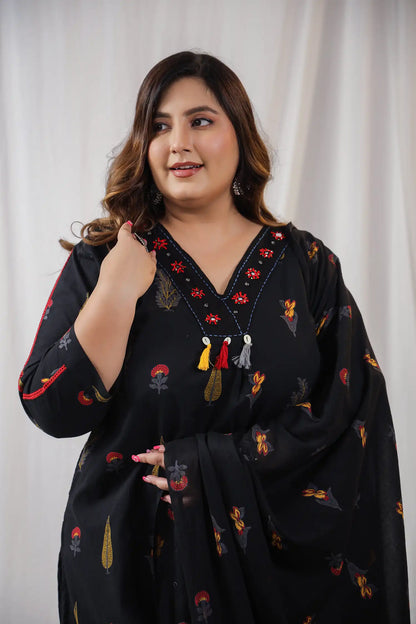 Mehar Black Tassel Plus Suit